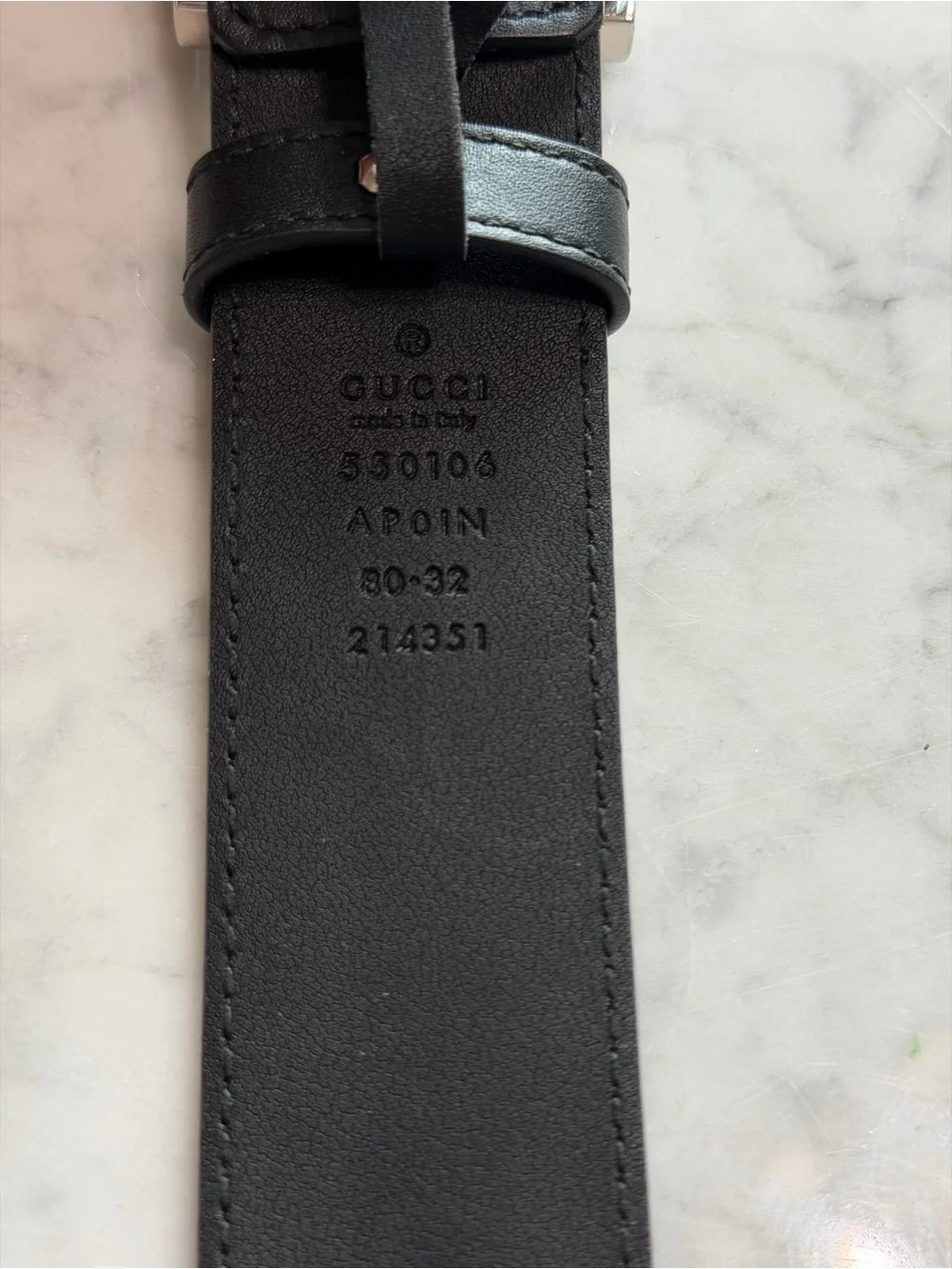 Gucci Crystal Interlocking G Leather Belt Black Size 80/32 NWT Box & Dust Bag